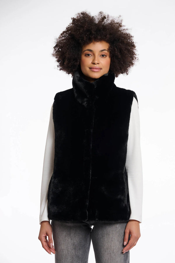 Lison Short Faux Fur Waistcoat Black